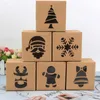 Emballage cadeau 10 pièces noël Kraft papier boîtes à biscuits boîte à bonbons sacs emballage alimentaire fête enfants année Navidad 2022 cadeau