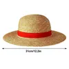 Ampla borda chapéus Luffy chapéu de palha anime desenhos animados cosplay bonés acessórios verão sol amarelo pescoço string para mulheres men2081