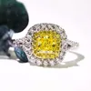 Cluster Rings Diwenfu 925 Sterling Silver Diamond Ring Princess Anel Square Yellow Topaz Gemstone Wedding Solid Jewelry8400027