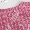 Zevity Kvinnor Vintage Paisley Skriv ut Striped Casual Midi Dress Kvinna Platser V Neck Cashew Nötter Vestido Chic Kimono Klänningar DS8389 210603