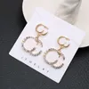 Designer Double Letter Earring Pearl Rhinestone Earrings Charm Elegant Silver Pendant Ear Jewelry With Box