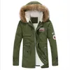 ジャケットの男性の厚い暖かい冬ダウンコートロングファーカラーアーミーグリーンパーカーフリースコットン211126