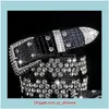 Belts Aessories Fashion Aessoriesfashion Designer De Luxe Beau Diamant Zircon Fleur Ceinture En Cuir Pour Femmes Femmes Filles 110Cm 3.6 Ft