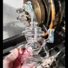 Transparent tjock böjd halsglas Bongs Rökning Rör Söt Recycler Glasolja DAB Rigar Percolator Vattenrör Kvinna Joint med 14mm Rensa skål Tillbehör