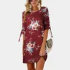 Kadın Yaz Elbise Boho Tarzı Çiçek Baskı Şifon Plaj Elbise Tunik Sundress Gevşek Mini Parti Elbise Vestidos Artı Boyutu 5XL 210522