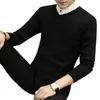 Slim Knitted Cashmere Wool Sweater Men Tops Pullovers Autumn Winter Warm Casual Solid Color V-Neck Full Sleeve M-3XL 210809