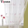 Farfalla ricamata Tulle Tenda per cucina Camera da letto Sheer Dandelion Finestra Tende Pannelli per camera delle ragazze Soggiorno P266Z 210712