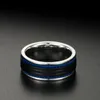 Wedding Rings Fashion Wire Drawing Black And Blue Color Man Ring Men Stainless Steel Engagement Male For Tooth6874688