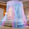 DIA120cm Cama Canopy Hung Mosquito Net Princesa Cama Cama Cortina Dobrável Dupla Cores Elegante Fadas Lace