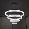 펜던트 램프 북유럽 LED 아크릴 샹들리에 현대 간단한 거실 침실 창조적 인 3 서클 링 레스토랑 알루미늄
