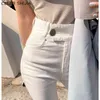 Blanc Skinny Jeans pour femmes taille haute Vintage Streetwear Denim crayon pantalon femme maman coréen Chic Y2k femme Sexy 210809