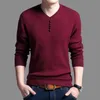 New Mens Thin Sweater Casual V-Neck Pullover Slim Fit Long Solid Color Knitted Cashmere Wool Pull Homme Breathable Male Sweaters Y0907