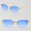 Nova Moda Metal Óculos de Sol UV400 Proteção de Luxo Rimless Rimless Tniangle 18K Ouro Masculino e Feminino Sun Óculos Protecção Design Retro Design Molduras Molduras