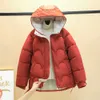 GRELLER Short Winter Jacket Women Parkas Coat Hooded Solid Autumn Warm Puffer Clothing 211008