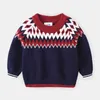 Autumn Winter 2 3 4 6 8 9 10 Years Christmas Gift O-Neck Knitted Handsome Kids Ethnic Style Soft Sweater For Baby Boys 210625