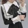 Joinyouth temperamento Vestidos para mujer encaje japonés Patchwork Vestidos moda arco túnica Chic elegante Mini vestido femenino 210320