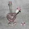 9-calowy kształt serca Dab Rigs Różowy Kolor Szklany Bongs Fajki Rury wodne 14mm Wspólne Rigns Bong Z Miseczkami 4mm Quartz Banger