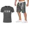 2021 Men's Tracksuits cotton T-shirt short-sleeved shorts two-piece suit jogging fitness sportswear mens round neck pullover