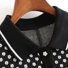 Femmes tricoté t-shirt Robe col rabattu décontracté Mini robes Femme à manches courtes élégant été robe d'été Robe Femme 210508