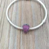 925 Sterling Silver Beads Pave Strawberry Charm Fits European Pandora Style Jewelry Bracelets & Necklace 791899CZR AnnaJewel