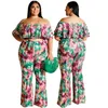 Estilo Boémio Mulheres Tie-tintura Dois Peça Conjuntos Moda Sexy Slash Pescoço Colheita Cintura Alta Cintura Bodycon Bottomed Calças Sets Y0625