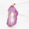 Cross-border Jewelry Galaxy Agate Color Gemstone Geometry Cave Crystal Pendant Neck Necklace Chain jllzVC