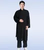 Primavera outono taiji ternos fêmea taijiquan praticar roupas sanbao colarinho linho wudang taoist roupas marciais artes macho roupas