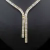 2021 Cubic Zirconia Long Necklace örhängen för brudar bröllop smycken tillbehör jolleria mujer de oro för kvinnor5478645