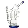 Énorme Heady Vert Bleu Narguilés Recycleur Conduite D'eau 5mm D'épaisseur Martrix 14mm Femelle Joint En Verre Bong Sidecar Avec Bol Dab Rig D'huile