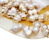 Natural Freshwater Baroque Shaped 8-character Beads Gilt Bound Double Hanging Pearl Connector Jewelry