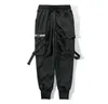 Men Cargo Pants Black Ribbons Block Multi-Pocket Harem Joggers Harajuku Sweatpant Hip Hop Casual Male Trousers 211110