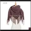 Envolve os chapéus, luvas de luvas de moda Mulheres de inverno Soild Scarf Casual Quadrado Tassel Shawl Soft Lenços Quentes Envoltório para Senhoras Foulard Drop Del