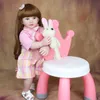 60 cm Silicone Reborn Toddler Doll Toy LifeLike 24 tum Vinyl Långt hår Prinsessan Babies Alive Bebe Klä upp Flicka Födelsedagspresent Q0910