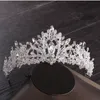 Luxe Hart Crystal Bridal Sieraden Sets Bruiloft Cubic Zirkoon Crown Tiaras Earring Choker Ketting Set Afrikaanse Kralen Sieraden Set