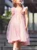2021 Kinder Schmetterling Kleider für Mädchen Sommer Kinder Blume Fairy Kleid mit Engelsflüge Boutique Teenager Abschlussball Abend Kostüm Q0716