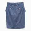 TOP QUALITY Fashion Designer Runway Skirt Women's Lion Buttons Asymmetrical Patchwork Denim 210521