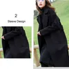 AELEGANTMIS Clássico Preto Branco Mulheres Longa Casaco de Lã Outono Inverno Engrossar Trench Senhoras Plus Size Casual Outerwear 210607