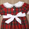 Toddler Girls Boutique Romper Cotton Short Sleeve Baby Girl Red Plaid Dress Sister Clothes Infant Birthday Christmas Dresses 210615