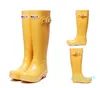 Regenstiefel Damenmode Kniehohe hohe Regenstiefel Wasserdichte Gummistiefel im England-Stil Gummi-Regenstiefel Wasserschuhe Regenschuhe