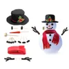 Simulação de madeira vestido de boneco de neve Kit de natal decoração de Natal acessórios conjunto kit boneco de neve olhos nariz boca tubulação botões lenço chapéu