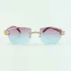 Bouquet Diamond Sonnenbrille 3524015 mit Stäbchen aus natürlichem Tigerholz und geschliffenen Gläsern der Stärke 3,0