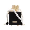 Dropship PB0016 Fashion Mini Pearl Chain Square Single Shoulder Bags Messenger Bag White Yellow Purple Black 4Colors3030