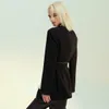 Blazer da donna con temperamento diviso in taschino nero con risvolto manica lunga giacca ampia moda cappotto primavera autunno 210608