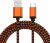 1M 2M 3M Câbles de tissu tressé coloré USB-C Type C Micro V8 Cable Cordon pour Samsung S6 S7 Edge S8 S10 S20 LG Android Phone PC