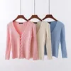 Vintage Roze Gebreide Cardigan Vrouwen Tops Sexy V-hals Pearl Sweater Streetwear Dames Winter Kleding Koreaanse Womens Sweaters 210521