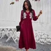Sexy boho Dress female summer vacation casual Embroidery Mid-Calf Bohemian Dress women's large swing red dress vestidos 210514