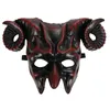 Halloween Mardi Gras Party Horror Half Face Mask pour Adultes Hommes Femmes Cosplay Ox Corne Masques Masquerade Ball Props WHDB21734A