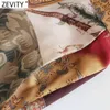 Zevity Women Vintage Cloth Patchwork Print Satin Rakbyxor Retro Kvinnlig Elastisk Midja Sidofäst Chic Långbyxor P1004 211124