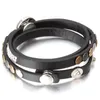 Charm Bracelets Leather Snap Button Bracelet For Women DIY 18MM 12MM Snaps Crystal Boho Multi Layer Wrap Femme Jewelry ZE484