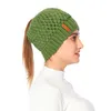 Fashion Women Winter Breathability Beanies For Ponytail No Top Design Knit Pure Color Warm Hat Ear Protective Cap 7 Colors Mixed Wholesale